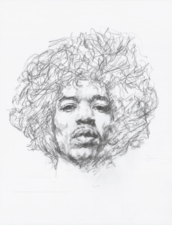Dessin sur papier de Jimi Hendrix - Aïcha Bendafi - Arles