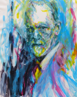 Peinture acrylique sur toile de Freud d'Aïcha Bendafi - Arles