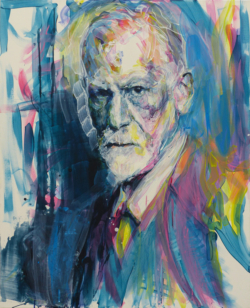 Peinture acrylique sur toile de Sigmund Freud- Aïcha Bendafi - Arles
