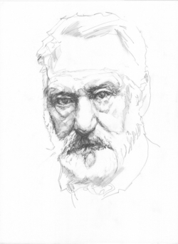 Dessin graphite sur papier de Victor Hugo - Aïcha Bendafi - Arles