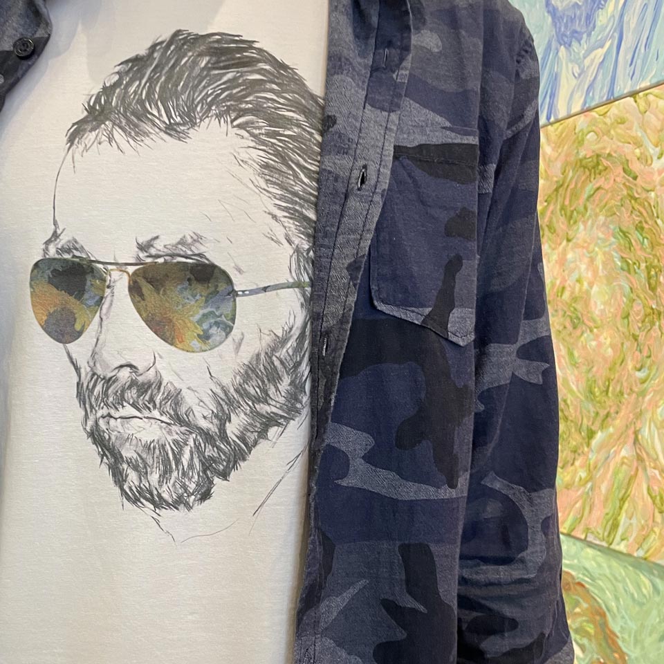 détail T-shirt van Gogh vintage white