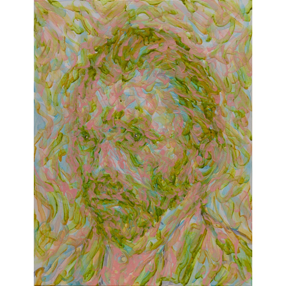 Portrait de van Gogh rose et vert, acrylique sur toile